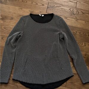 Elle Black and White Dotted Long Sleeve Top